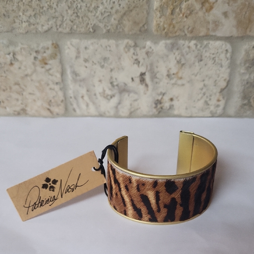 Patricia Nash Leopard Print Calf Hair Cuff Bracelet